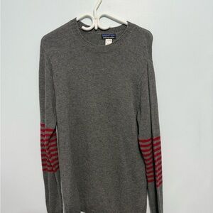 Patagonia Gray Crewneck Sweater with Red Stripes